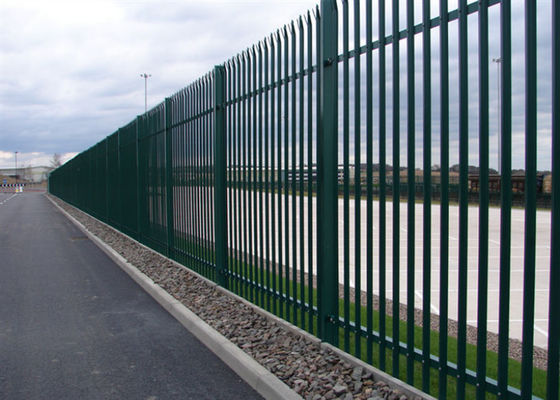 PVC Coated Green Steel Palisade Fencing with 2.4mm Pale for Railway Security