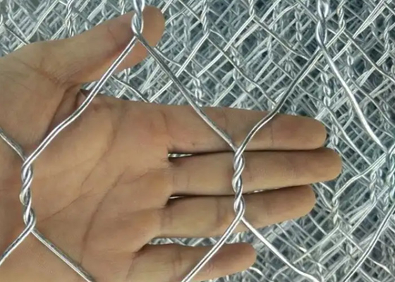 Low Carbon Iron Gabion Wire Mesh Hole 60x80mm Anti korosi