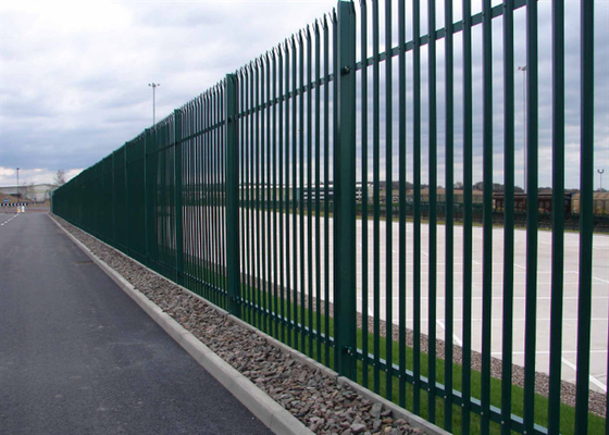 Powder Coated Euro Steel Palisade Fence Untuk Pabrik