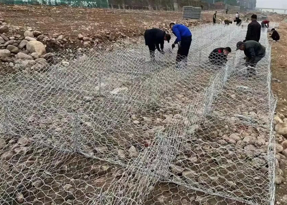 Powder Coated / Galvanized Gabion Basket Untuk Pengendalian Air 1*1*2m