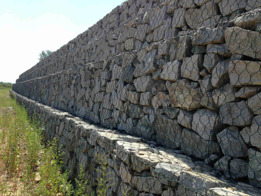 Galvanis Gabion Mesh tahan lama baja kawat untuk dinding penopang lansekap