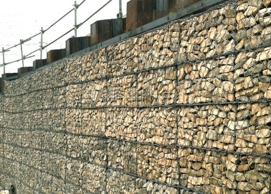 Kekuatan Tinggi Mudah Menginstal Galvanized Gabion Mesh Untuk Remaining Landscape Proyek