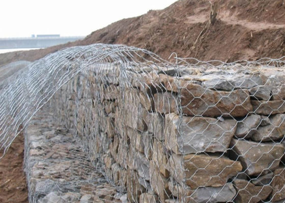 3mx1mx1m Galfan Gabion Wire Mesh 60x80mm Untuk Proyek Pertahanan Pantai Banjir